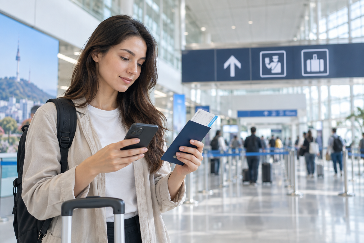 International traveler checking Korea entry requirements before immigration